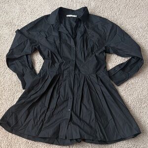 Abercrombie & Fitch Black Pleated Button-Front Mini Dress